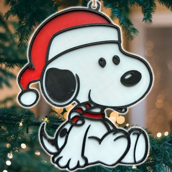 3D Printed Snoopy with Santa Hat