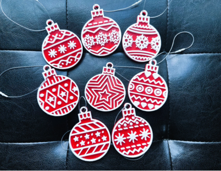 Colorful 3D Printed Christmas Baubles Set