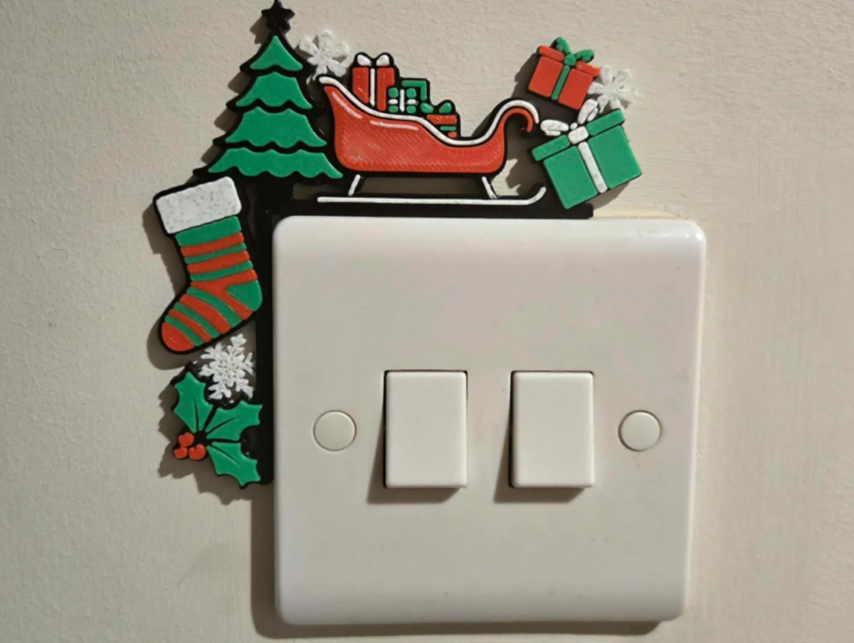 Festive 3D Printed Light Switch Corner Decoration