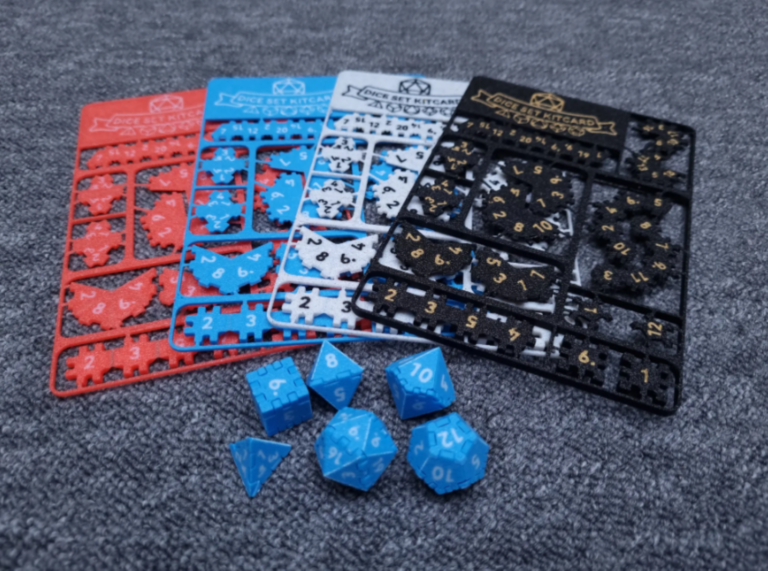 Complete 3D Printed Dice Set Kitcard