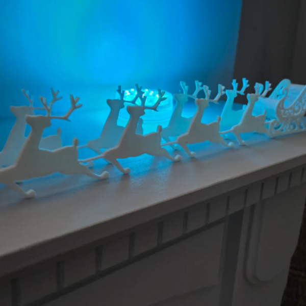 Order our delightful 3D printed reindeer and sleigh set. Perfect for tree decoration or standalone display.